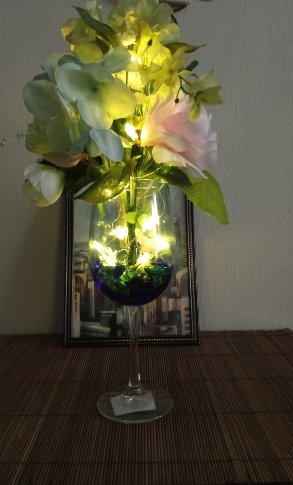 Wine Themed Floral Arrangement w/Lights